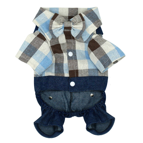 Plaid Dog Costume Denim Design Pitbull - ILoveMyStaff